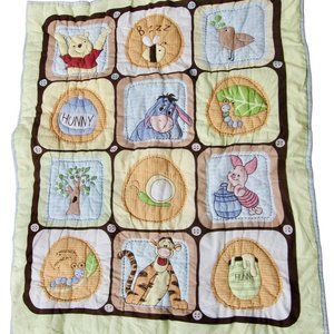 Vintage 90s Disney Winnie the Pooh Baby Comforter Patchwork Design Piglet Tigger